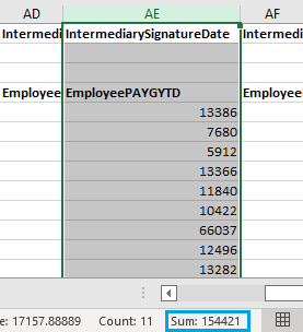 Figure #18: STP Report; Employee PAYG YTD Summing