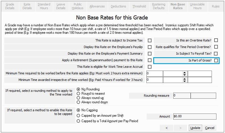 Grade ‘Non Base Rate’ Tab; Is Part of Gross