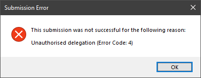Figure #18: Submission History –View Details “Unsuccessful” Submission with Error Code